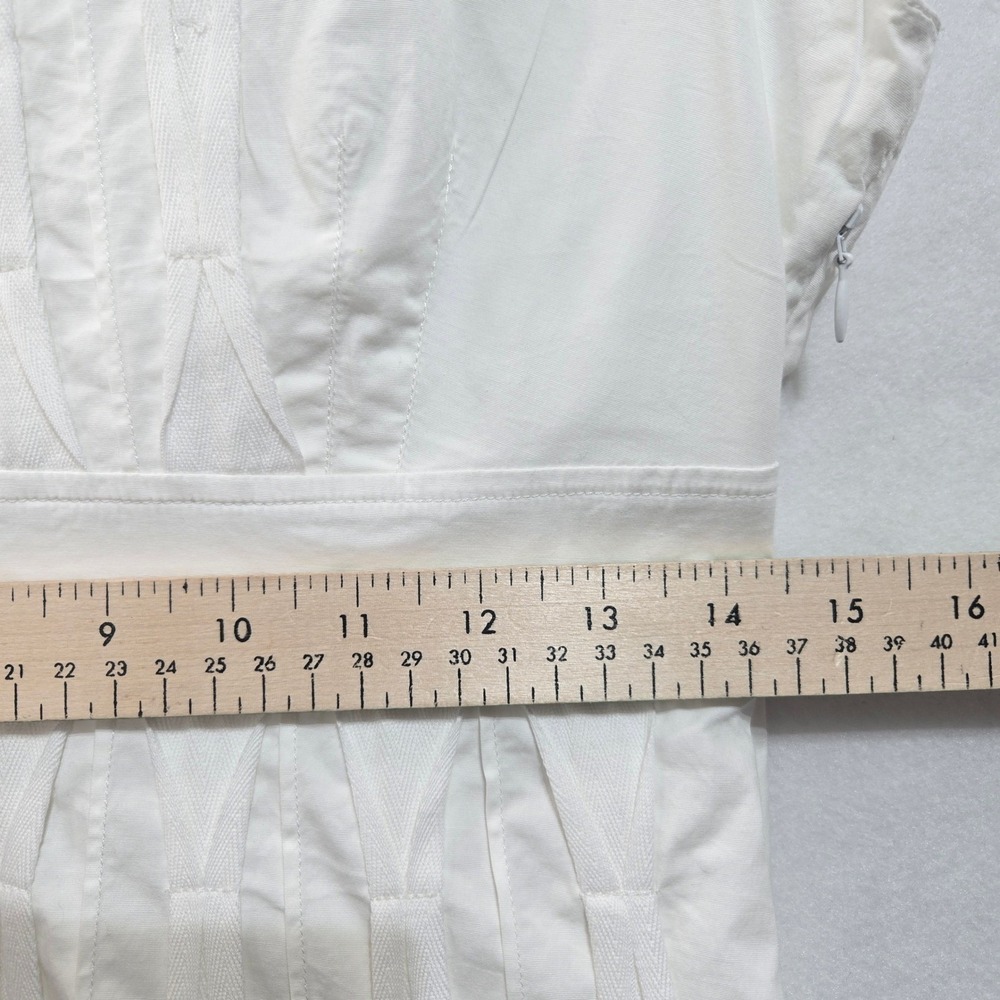 Frances Valentine Dress Size 4 White Pintuck Pleated Fit Flare Cotton #1059 - Picture 8 of 9